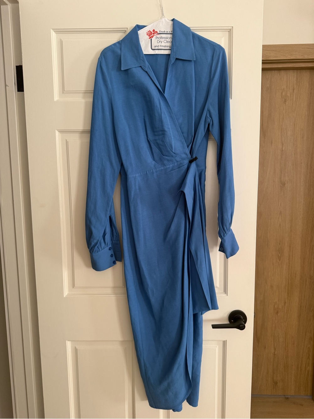 & Other Stories Dusty Blue Long Sleeve Wrap Dress
